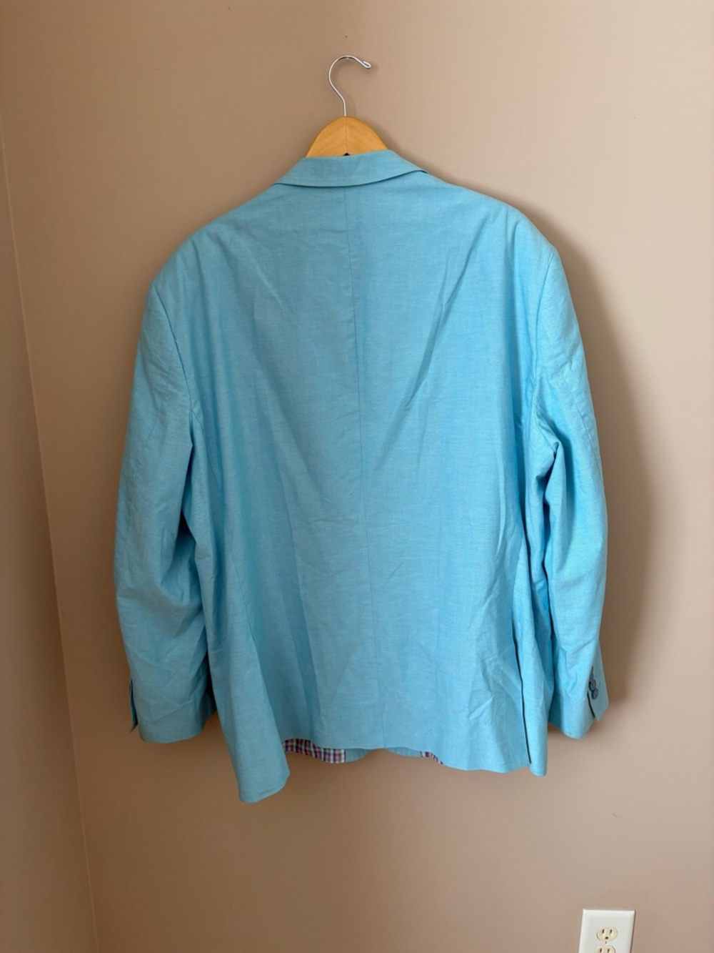 U.S. Polo Assn. Men's Light Turquoise Linen Blazer - Single-Breasted Sport Coat - Picture 3 of 6